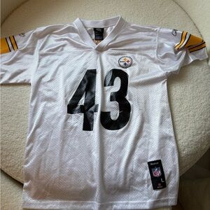Reebok White Steeler Polamalu 43 Youth Jersey L